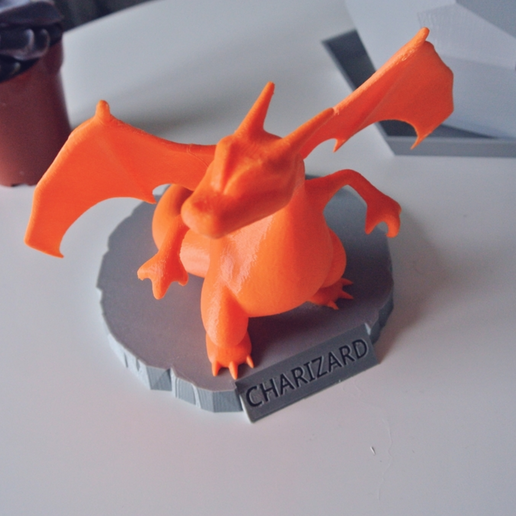 3D printing 3D model Pokemon STL file Charizard Statue_with_Stand6.png STL-Datei Charizard Statue mit Ständer kostenlos herunterladen • 3D-druckbares Design, R3DPrinting
