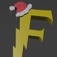 F.png HARRY POTTER STYLE LETTER F WITH CHRISTMAS HAT + KEY CHAIN