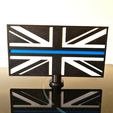 20231002_133349.jpg UK The Thin Blue Line Double Sided Flag Police Law Enforcement Memorial Union Jack With Stand.