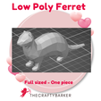 Ferret-low-poly6.png Ferret decor / Wall decor / ferret figure / low poly ferret /gift for ferret lover / magnet /cake topper and more