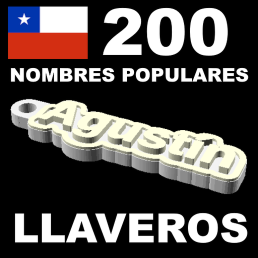 200 Personalized Name Keyrings Llaveros Chile Chilenos Personalizados 3D model