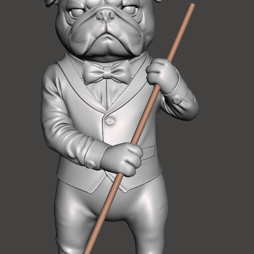 Bulldog playing billiards