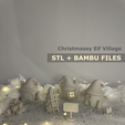 Front-image.png Village de Noël des Elfes - Fichiers STL + Bambu imprimables en 3D | Collection de villages de Noël - Partie 1 | Mini cabanes d'elfes, boîte aux lettres et scène de cadeaux