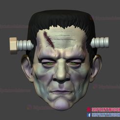 frankenstein_cosplay_mask_3dprint_file_01.jpg Archivo 3D Frankenstein Máscara Cosplay - Monster Halloween Casco・Plan de impresión en 3D para descargar