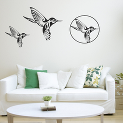 display-humming-birds.png STL file Cool Humming Bird - Wall Art Decor・Model to download and 3D print