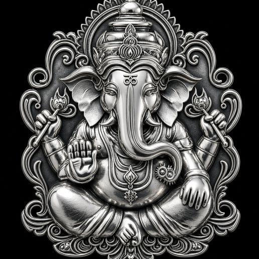 Ganesha Hindu Deity Pendant – Ornate Indian Temple Relief