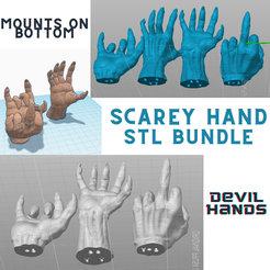 Scarey-Hand.png STL file Scarey Reaching Hands Devil Hands Bundle / Hands with mounts / Halloween Scarey hands / Wall Hands・3D printer design to download