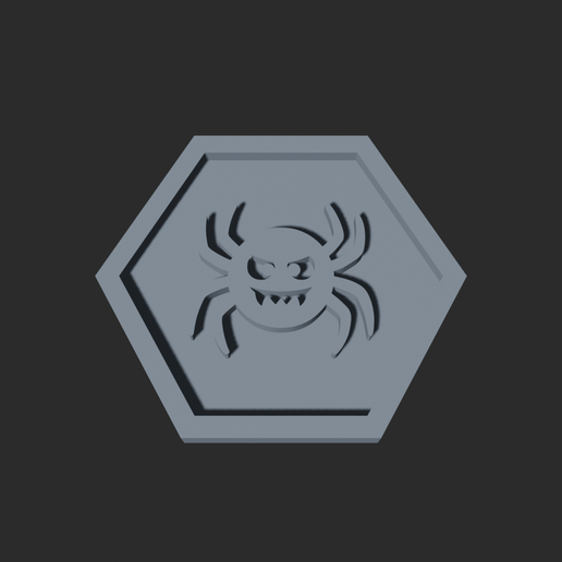 spooky_spider-3.png Spooky Spider Hexagon – 3D Printable Game Token