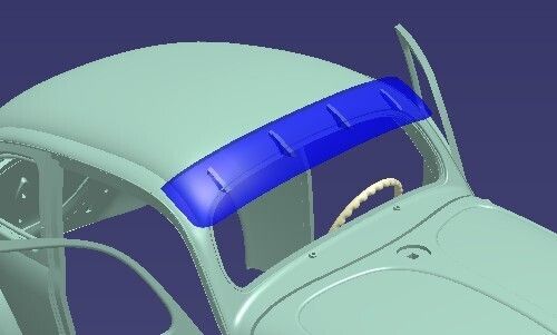 External visor for the standard open door VW split window