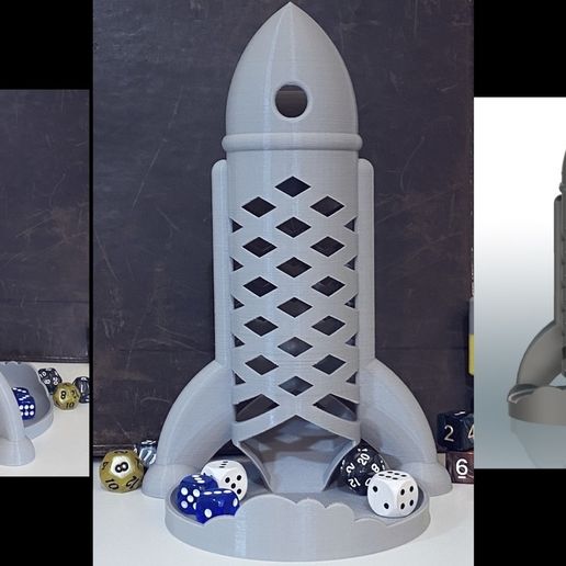 🚀 Spaceship / Rocket Dice Tower with catch tray・Free 3D