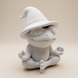 41.png Zen-Frosch mit Zaubererhut - Stilisierte Meditationshaltung