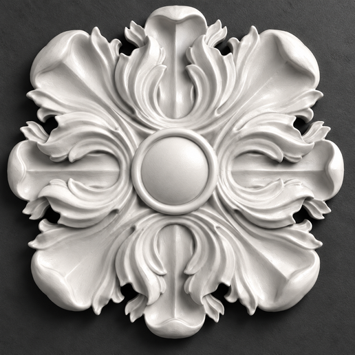 Baroque Acanthus Rosette STL File For CNC Wood Carving And 3D Printing