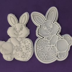 uskrsnji-zec-3.jpg Easter Bunny with Egg Cookie Cutter and Stamp Set STL Files - 3D Printable Design