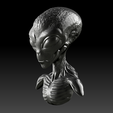 alien-head-collectible-render.png Stylized Alien Bust STL – Slim Extraterrestrial SciFi Creature 3D Printable Model