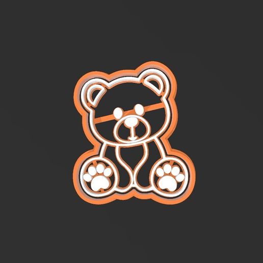 Teddy bear, cutter 60mm - 3D model önizlemesi