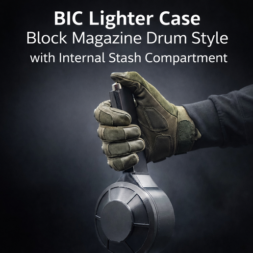 BIC Lighter Case – Block Drum Bagazine Style with Internal Stash Compartment