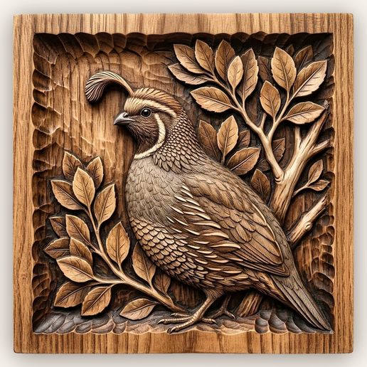 California Quail Bird Wildlife CNC Relief STL