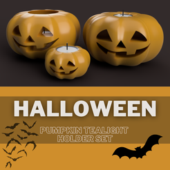 huge.png STL file Halloween Pumpkin Tealight Holder・3D print object to download, Senapi