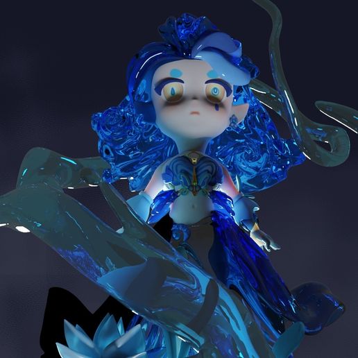 🚰 Water Girl Chibi Cute・ OBJ File for 3D printing・Cults