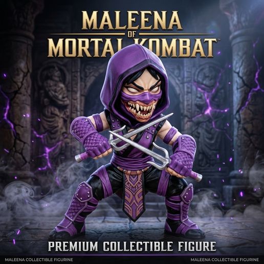 Mileena Mortal Kombat Tarkatan Ninja Sai Chibi Figurine 3D Model OBJ RAR