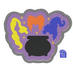 STL00974-1.png Archivo 3D 1 Molde Bomba de Baño Brujas y Caldero・Modelo para descargar e imprimir en 3D