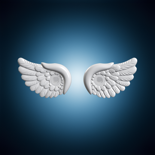 Symmetrical Round Feathered Wings Set 3D Print Model