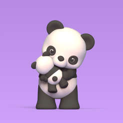 Cod1484-Panda-With-Son-1.png Fichier 3D Panda avec son fils・Plan pour imprimante 3D à télécharger