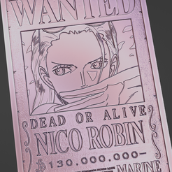 wanted60.png Archivo STL cartel de se busca a nico robin - one piece・Modelo de impresora 3D para descargar