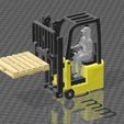 SFL04.jpg N Scale Small Forklift with Female Driver and Wood Pallet