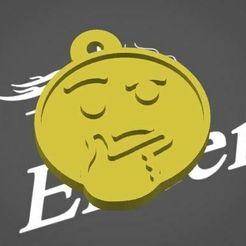Výstřižek.jpg STL file Thinking Emoji Keychain・3D printing template to download