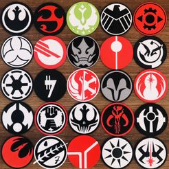IMG_7314.jpg Archivo STL Star Wars Biggest Coaster 80 mm Collection Badget 25 x Easy Print Logo・Idea de impresión 3D para descargar
