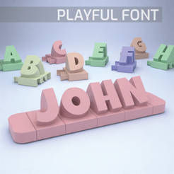 Playful-Font.png Fichier 3D Nom en 3D à partir de lettres - police ludique・Plan à imprimer en 3D à télécharger