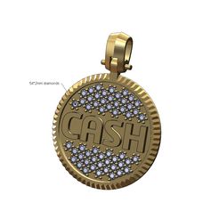 CASH-Iced-fluted-pendant-25mm-00.jpg Cash diamond iced fluted bezel pendant with bail 3D print model