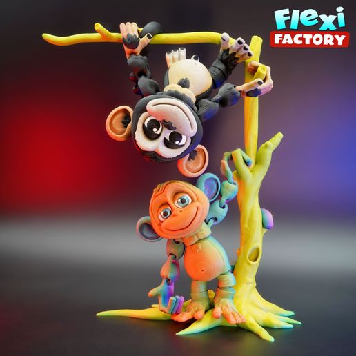 春早割 Factory Flexi 🧑‍🏭 Monkey 3mf Banana: and Tree with 小物入れ
