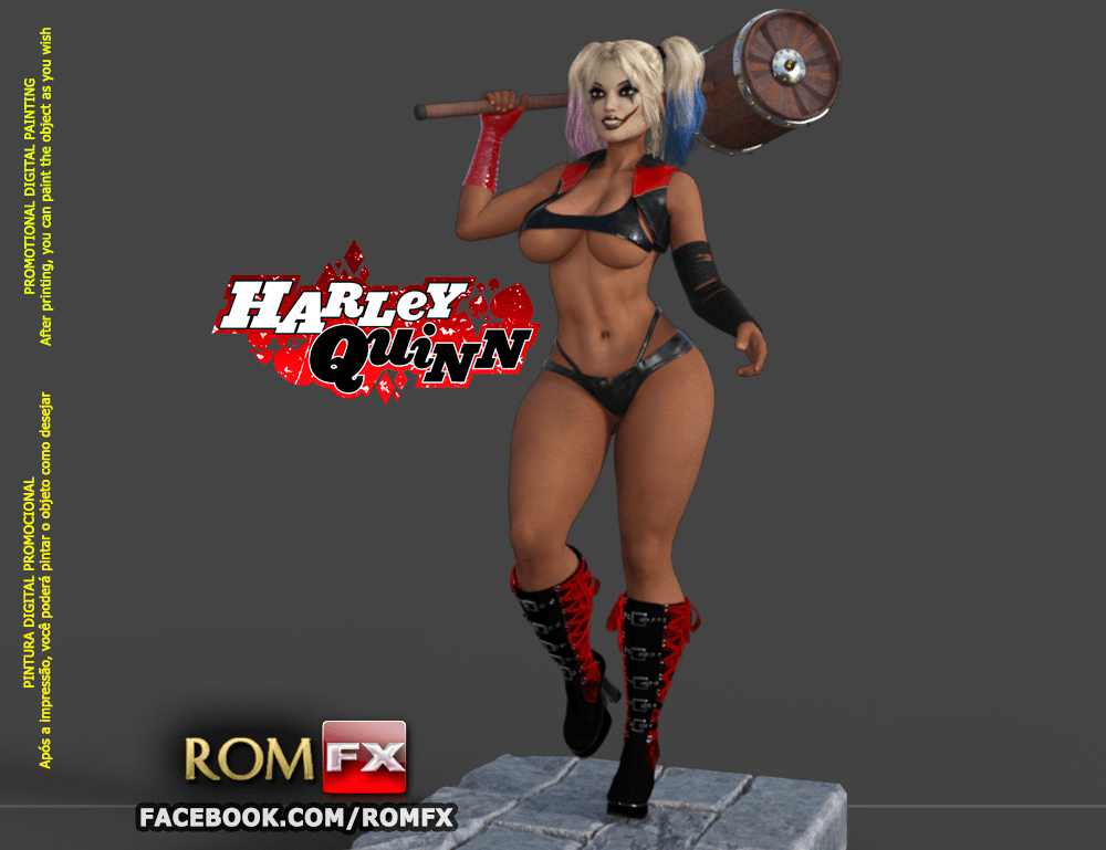 arlequina impressao0.png -Datei Harley Quinn Sexy 3D Druckbare Action Figur herunterladen • 3D-druckbare Vorlage, ROMFX