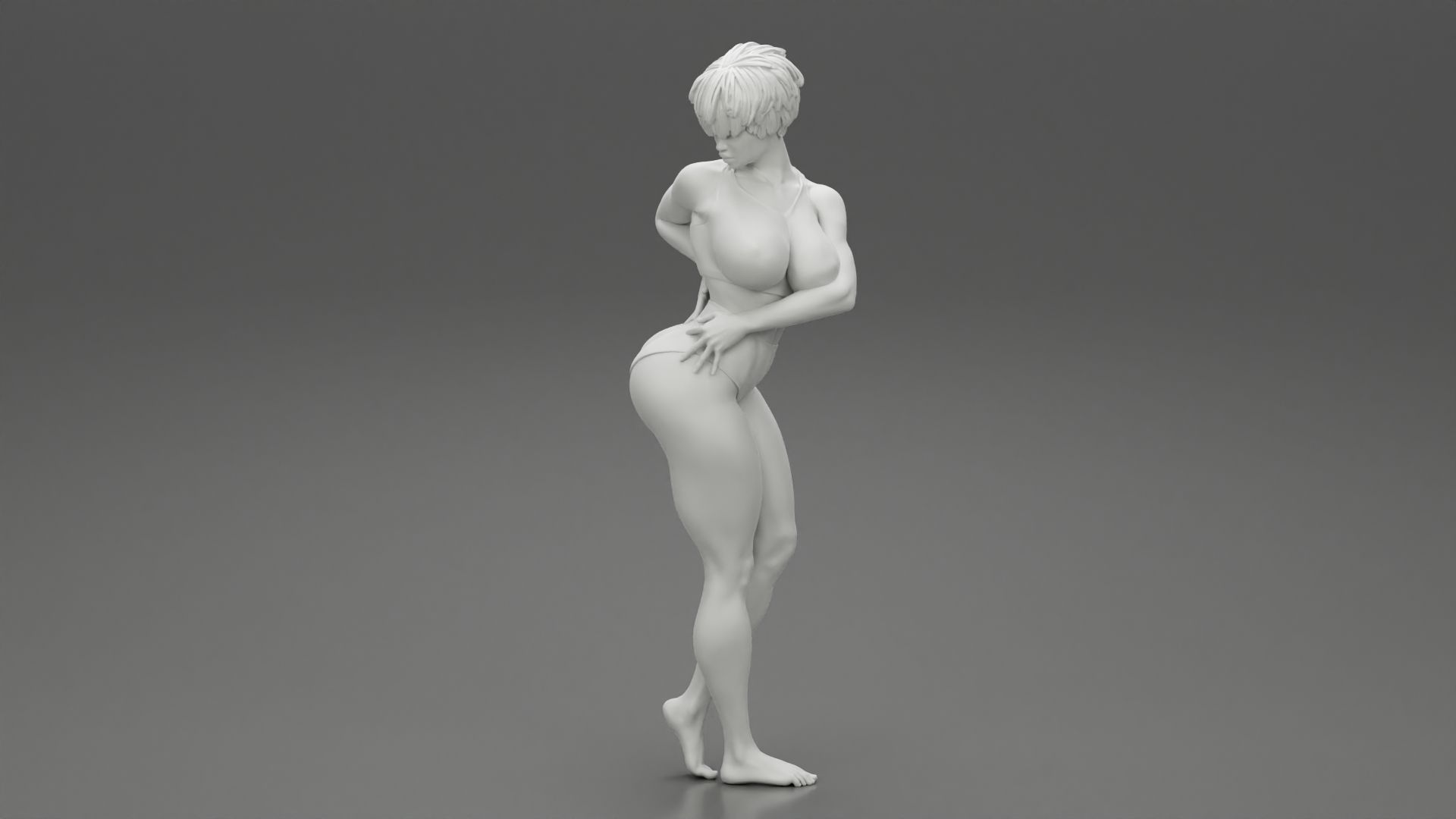 GIRL-11.jpg Fichier 3D Belle femme brune aux cheveux courts portant un bikini Mode d'impression 3D・Plan pour imprimante 3D à télécharger, 3DGeshaft