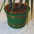 Diamond-Knurl-green-and-copper,-mid-view.jpg Diamond Knurl hourglass shaped flower plant pot holder