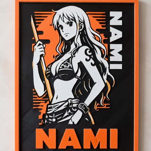 🍊🏴‍☠️ Nami One Piece Wall Art – STL for 3D Printing 🏴‍☠️🍊