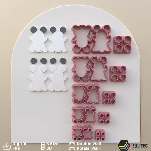 POLYMER CLAY CUTTERS Minnie little ghost *5 size 2 version cut/EULITEC.COM/CC/COPYRIGHTED LICENSE 3D model