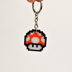 funghetto.jpg 8bit Mario Mushroom Keychain