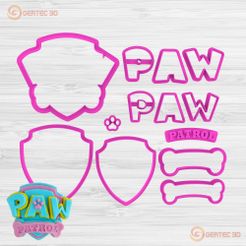1.158.jpg STL-Datei PAW PATROL LOGO COLLAGE 15 CM / Ausstechform Stempel・3D-druckbares Modell zum Herunterladen