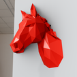 low-poly-head-2-6.png horse head low poly wall mount decor STL