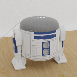 R2_HomeMini_WoutH.png STL-Datei R2-D2 inspirierter Home/Nest Mini Stand・Design für 3D-Drucker zum herunterladen