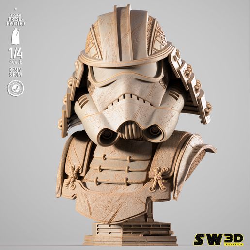 STORMTROOPER SAMURAI PORTRAIT BUST - TESTED AND READY FOR 3D PRINTING 3D model