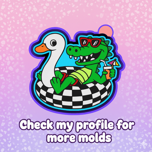 🐊🦢 Poolside Gator checkered Floaty – Freshie, Resin & Candle Mold ✨