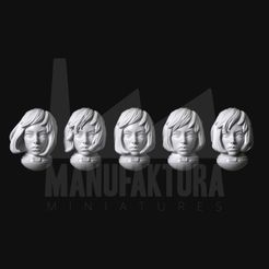 sds06a-01.jpg Archivo STL Sedition Series 06a - Cabezas de Hermanas de Batalla con caras neutras y pelo suelto・Diseño para descargar y imprimir en 3D