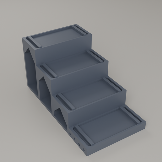 Stepped Car Rack - 4 Cars | 1:64 Diecast | Open Arches | No Supports