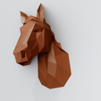 low-poly-head-2-2.png horse head low poly wall mount decor STL