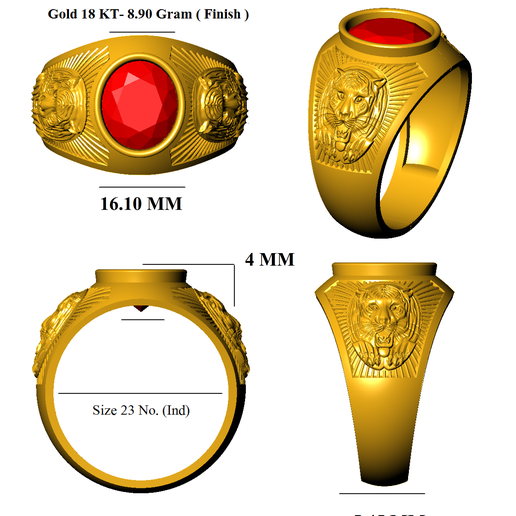 Tiger Antique  Ring 3D model