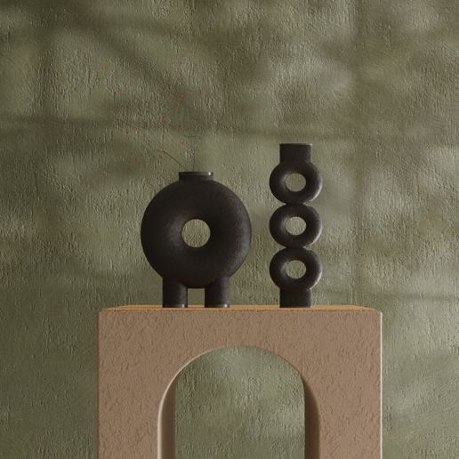 3.jpg Jarrones circulares apilados - Decoración moderna para el hogar, Imprimible en 3D